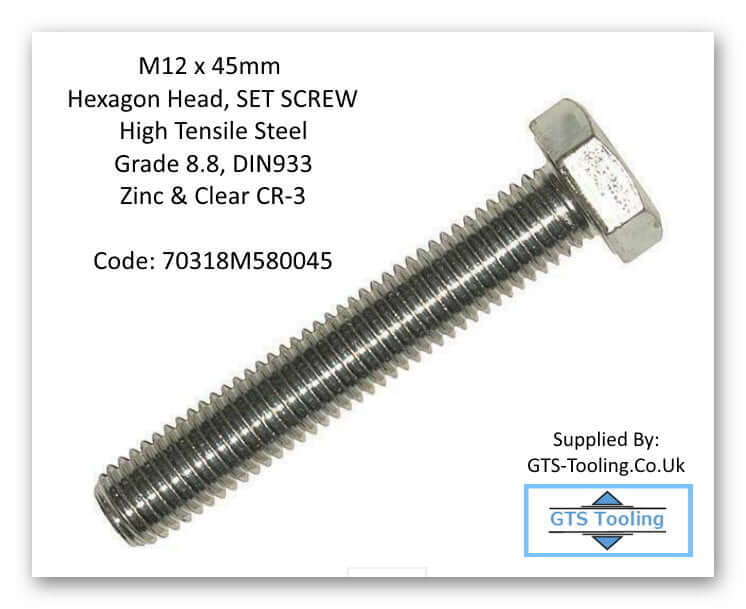 M12x45mm SetScrew from GTS-Tooling Online Store
