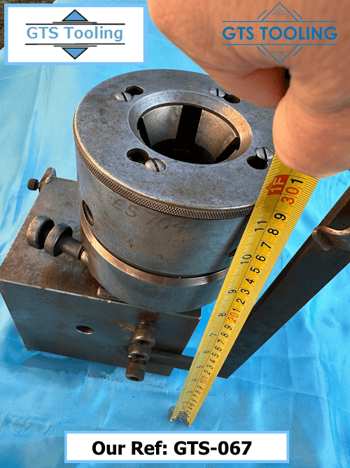 1.5 inch Coventry Die head showing the length of head and MS fixture with a tae measure