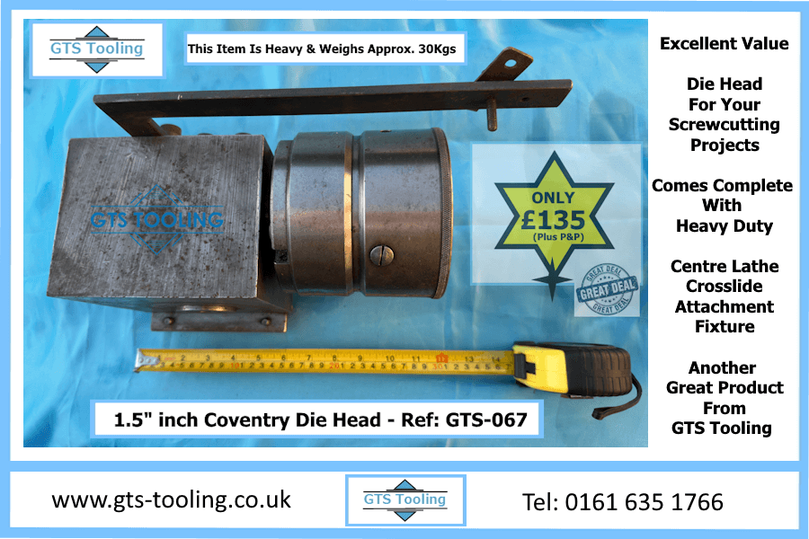1.5 inch Coventry Die head showing the plan view details 
