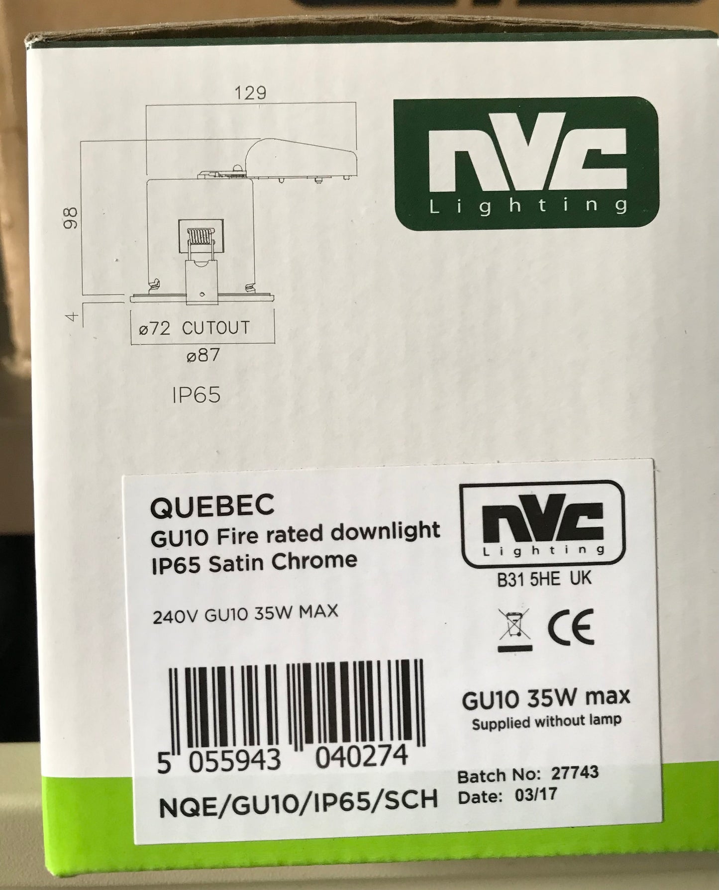 •
QUEBEC GU10 lampholder
IP 6565 lighting Fire Rated Downlighting