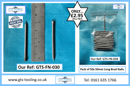 50mm Long Panel Pins in Bright Steel, Only £2.95 per Quantity of x50 Pack, (Our Ref: GTS-FN-030)