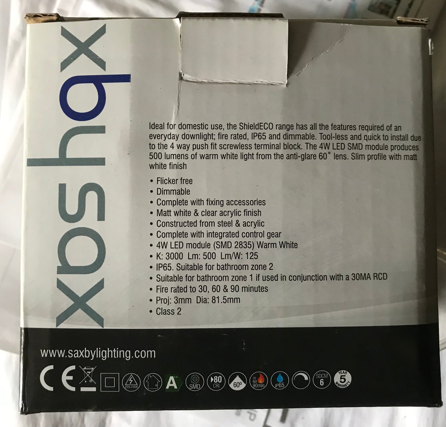 Saxby Downlighting Ceiling Light 4 Watt IP65