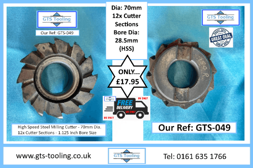 2 images of 70mm High Speed Steel Milling Cutter only £17.95 plus P&P from GTS Tooling & Equipment