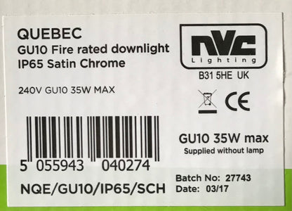 •
QUEBEC GU10 lampholder
IP 6565 lighting Fire Rated Downlighting