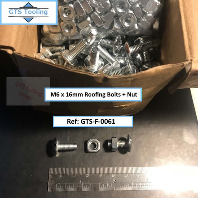 Image of Box of  200x Cross Slot Mushroom Head Screws. Size M6x16mm. Complete with Square Nut.