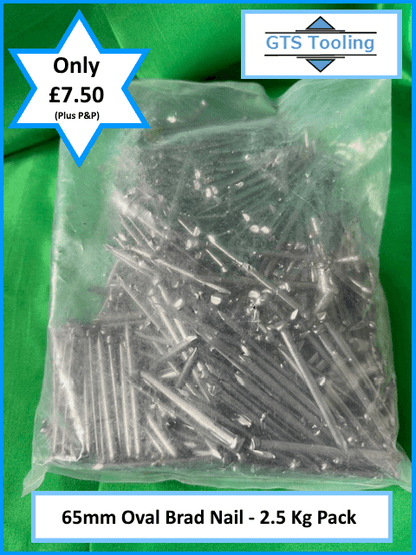 65mm Oval Brad Nails, In 2.5Kg Packs, (Our Ref: GTS-FN-010)