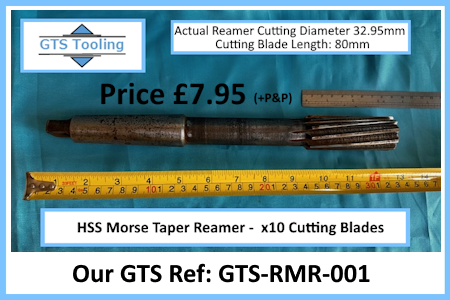 32.95mm Taper Shank Machine Ream showing the full length and price of £7.95 +P&P at checkout