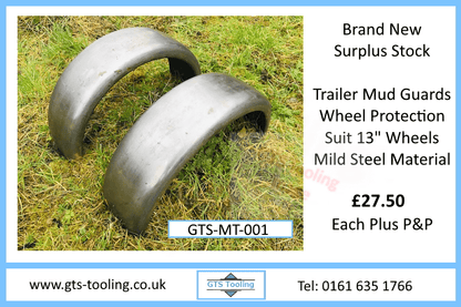 Trailer or motorbike  mudguard and wheel splash guards in rolled mild steel. Bargain at £27.50 each plus post and packing at cost.