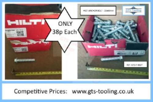 image of NEW HILTI , 10mm x 60mm, box full of anchor bolts from GTS-Tooling online store. Priced at ONLY 38p. (£0.38 each)