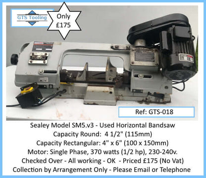 Sealey Model SM5.v3, Used Horizontal Band Saw.  Checked over all OK and ready for work