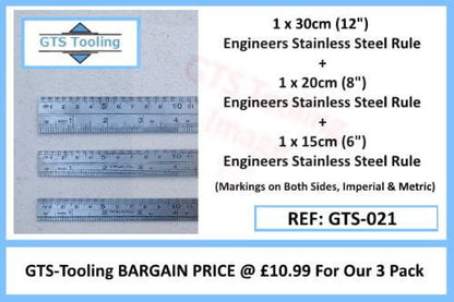 Image 3 off Steel Engineers Rules 30cm long, 20cm long, 15cm long. Cost For a Package  of 3x Rules Only £10.99 