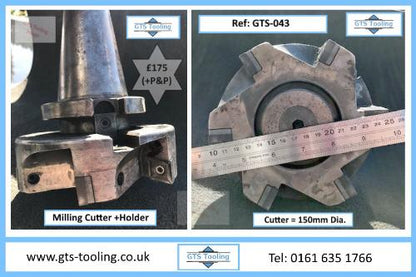 An Image of 150mm diameter throw away tipped milling cutter, complete with tapered machine holder. Priced at £175 + P&P from GTS Tooling & Equipment.