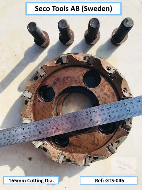 SECO 165mm Cutting Diameter, Tungsten Carbide Heavy Duty Face/Facing Mill Milling Cutter - 12 x Station Insert Head (Ref: GTS-046)