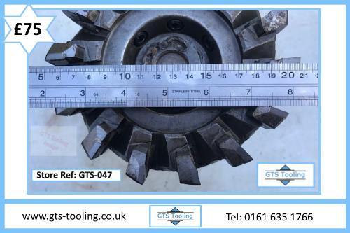 Carbide Insert Milling Cutter, Heavy Duty,  150mm Diameter, 14x Cutting Blades, Complete With Spindle Taper Cutter Holding (Ref: GTS-047)