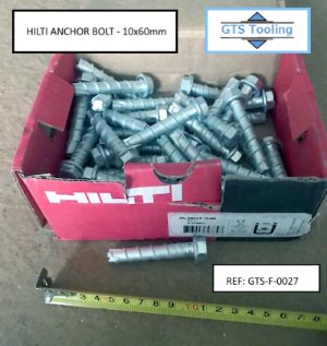 image of NEW HILTI , 10x 60mm, box full of anchor bolts from GTS-Tooling online store. Priced at ONLY 38p. (£0.38 each)