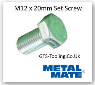 M12 x 20 High Tensile Hexagon Head SET SCREWS, Grade 8.8, DIN 933, Zinc Plated