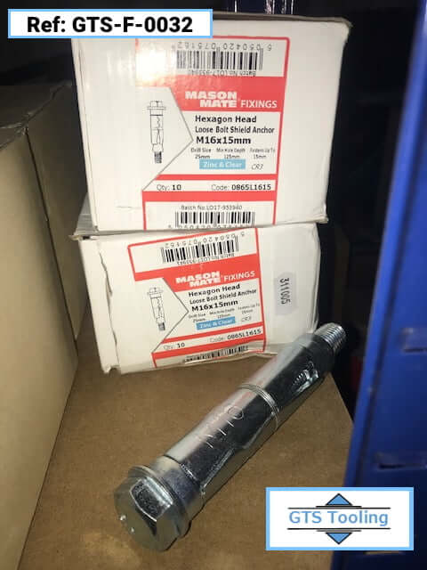 Image of 2 boxes containing Mason Mate M16 x 15mm Hexagon Head Anchor Bolts from GTS Tooling & Equipment