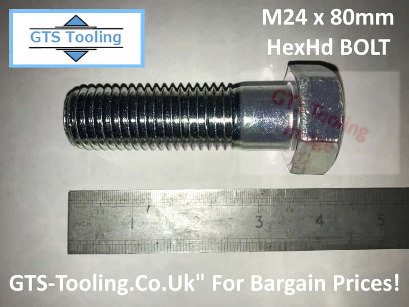 M24x80mm, Hexagon Head, BOLT High Tensile, Grade 8.8, DIN931, Zinc & Clear, CR-3, Code: Z0317M660080