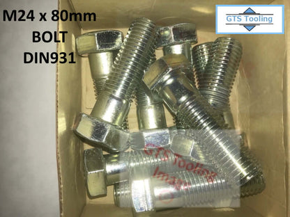 M24x80mm, Hexagon Head, BOLT High Tensile, Grade 8.8, DIN931, Zinc & Clear, CR-3, Code: Z0317M660080