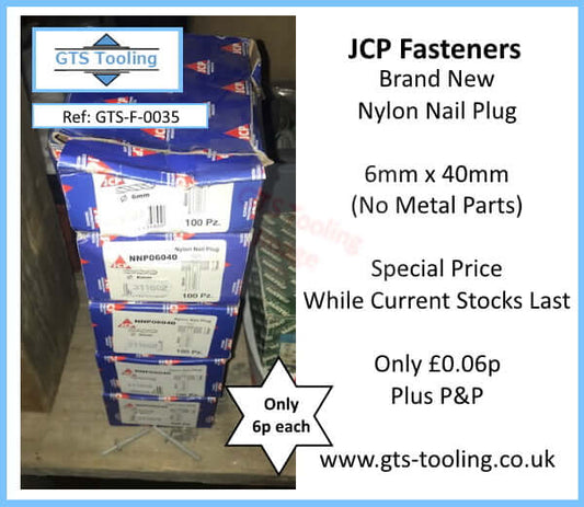 Boxes of 6mm x 40mm JCP Nylon Plugs @ Only 6p each from GTS-Tooling.co.uk